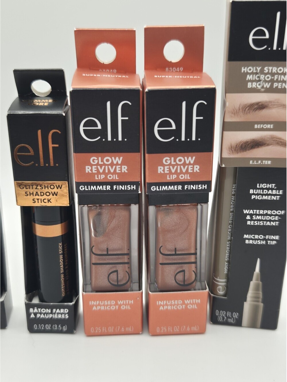 e.l.f. Cosmetics Makeup Lot 5pc Glow Reviver Lip Oils Shadow Sticks Brow Pen - Picture 5 of 5